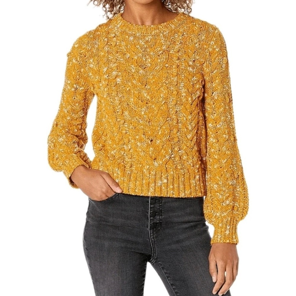 Goodthreads chunky cable knit mustard color popcorn Stitch Crewneck Sweater XL